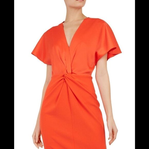 Ted Baker Dress Ellame Flutter Sleeve Twist Front Bodycon Pencil Size 1 - Picture 1 of 4